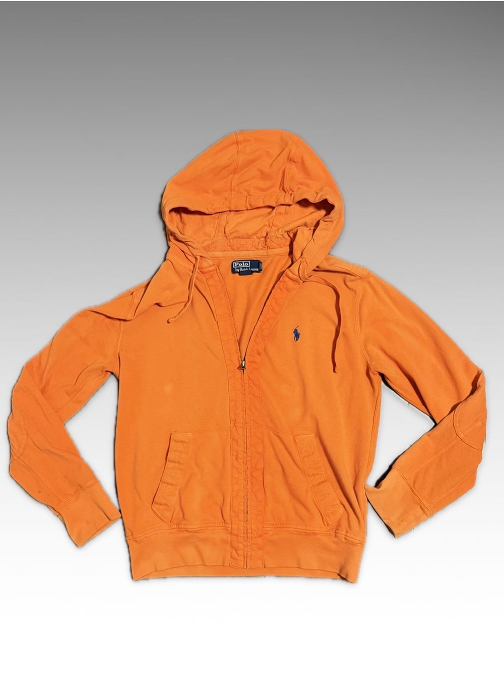 Polo Ralph Lauren Orange Zip-Up Hoodie Stylish Men’s Hoodie Size Medium